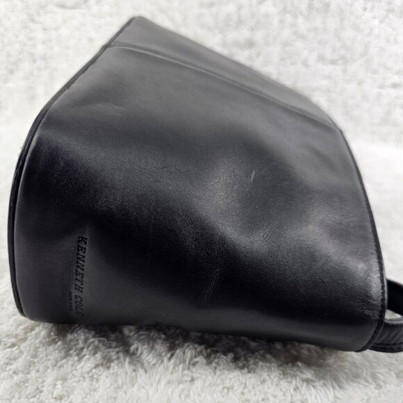 KENNETH COLE NEW YORK Black Smooth Leather Structured Shoulder Bag - Picture 10 of 14